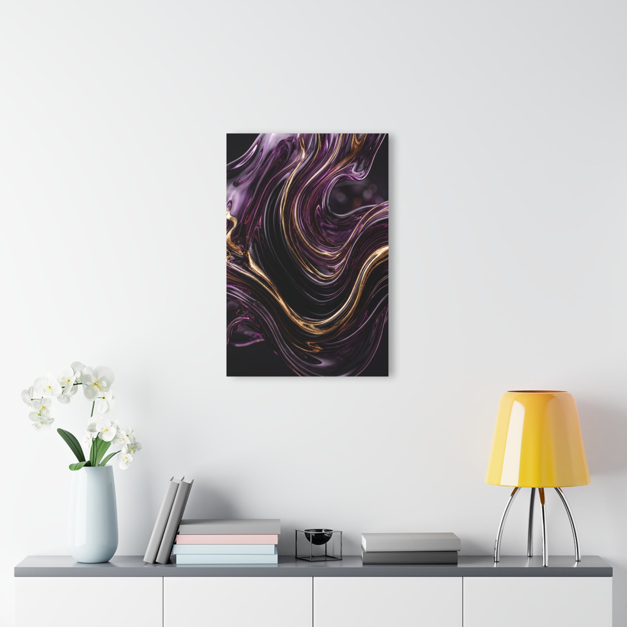 Acrylic Abstract Purple Gold Swirl