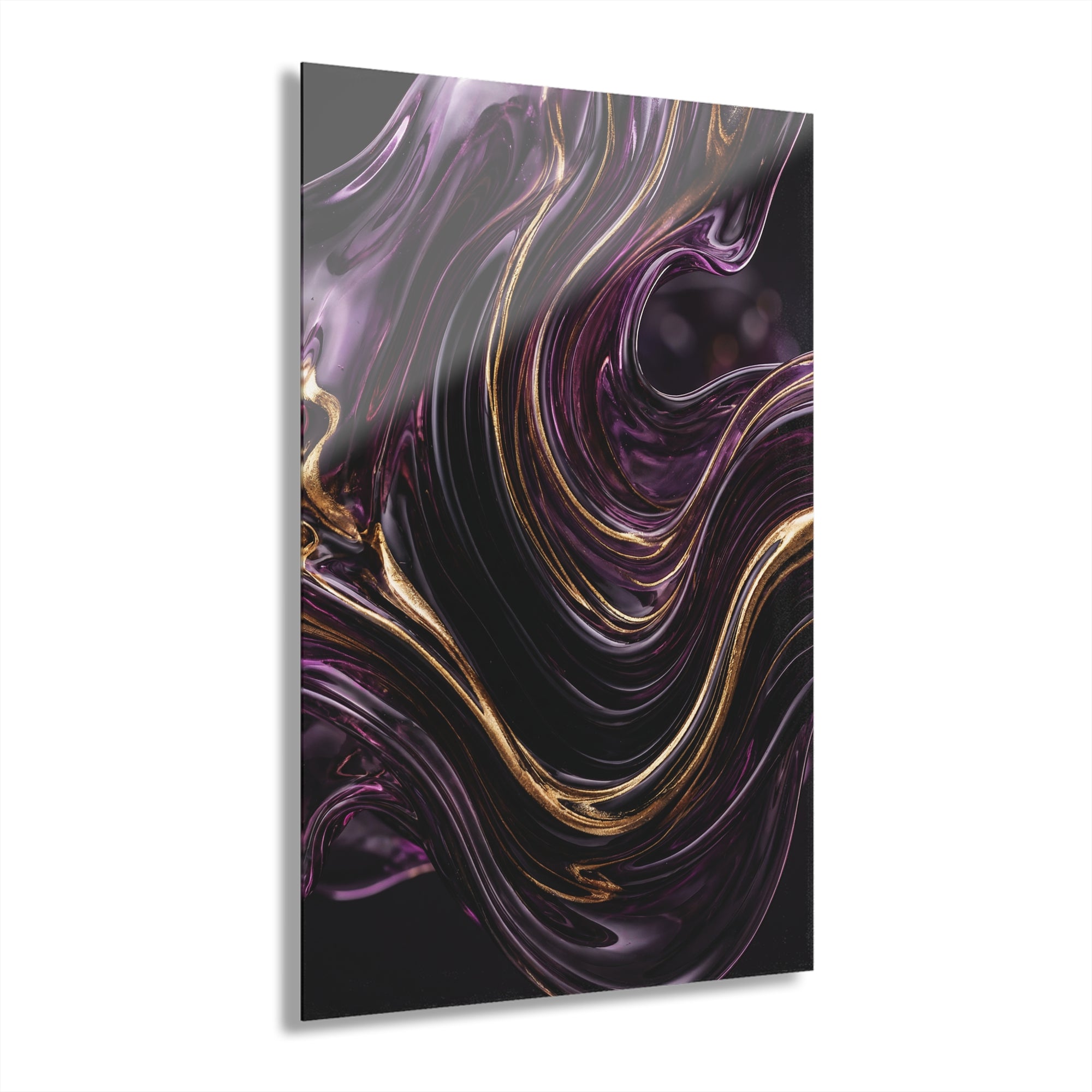 Acrylic Abstract Purple Gold Swirl