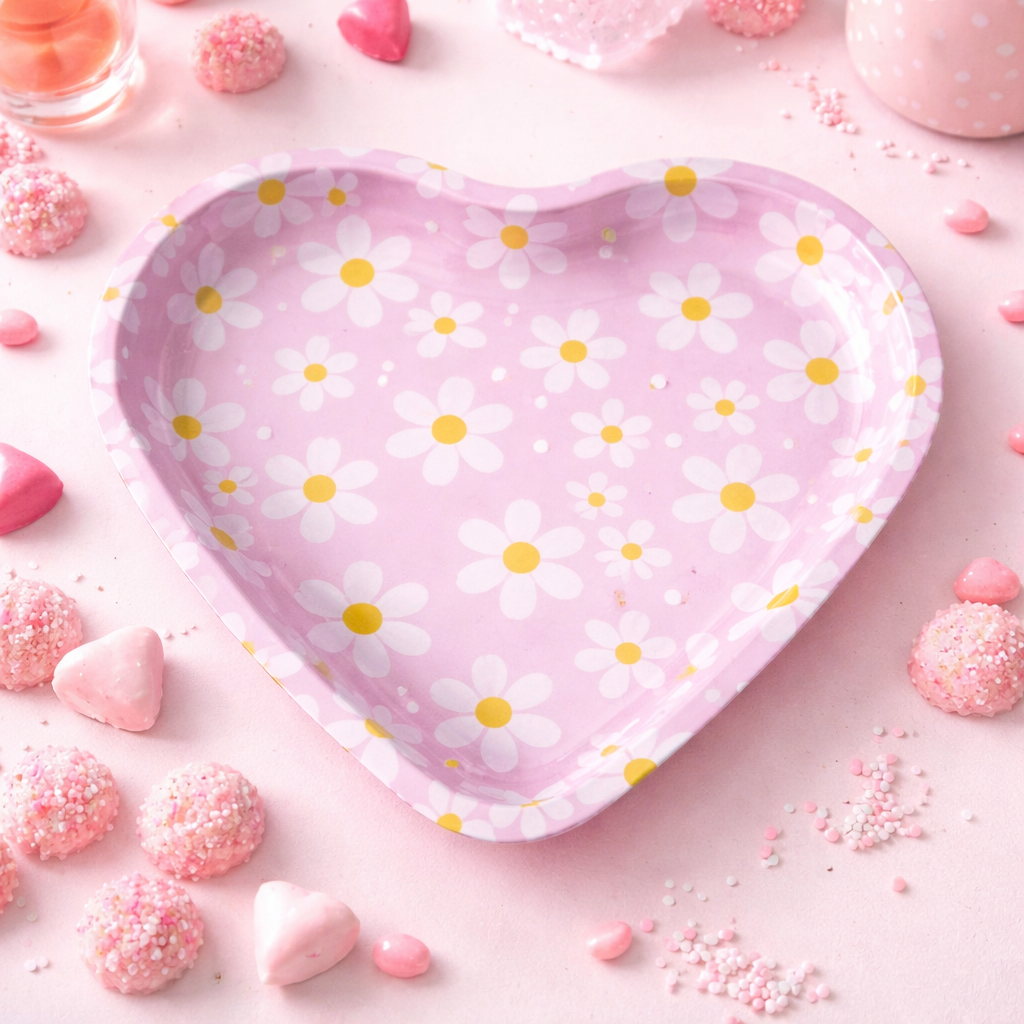 Heart Shaped Flowers Tray