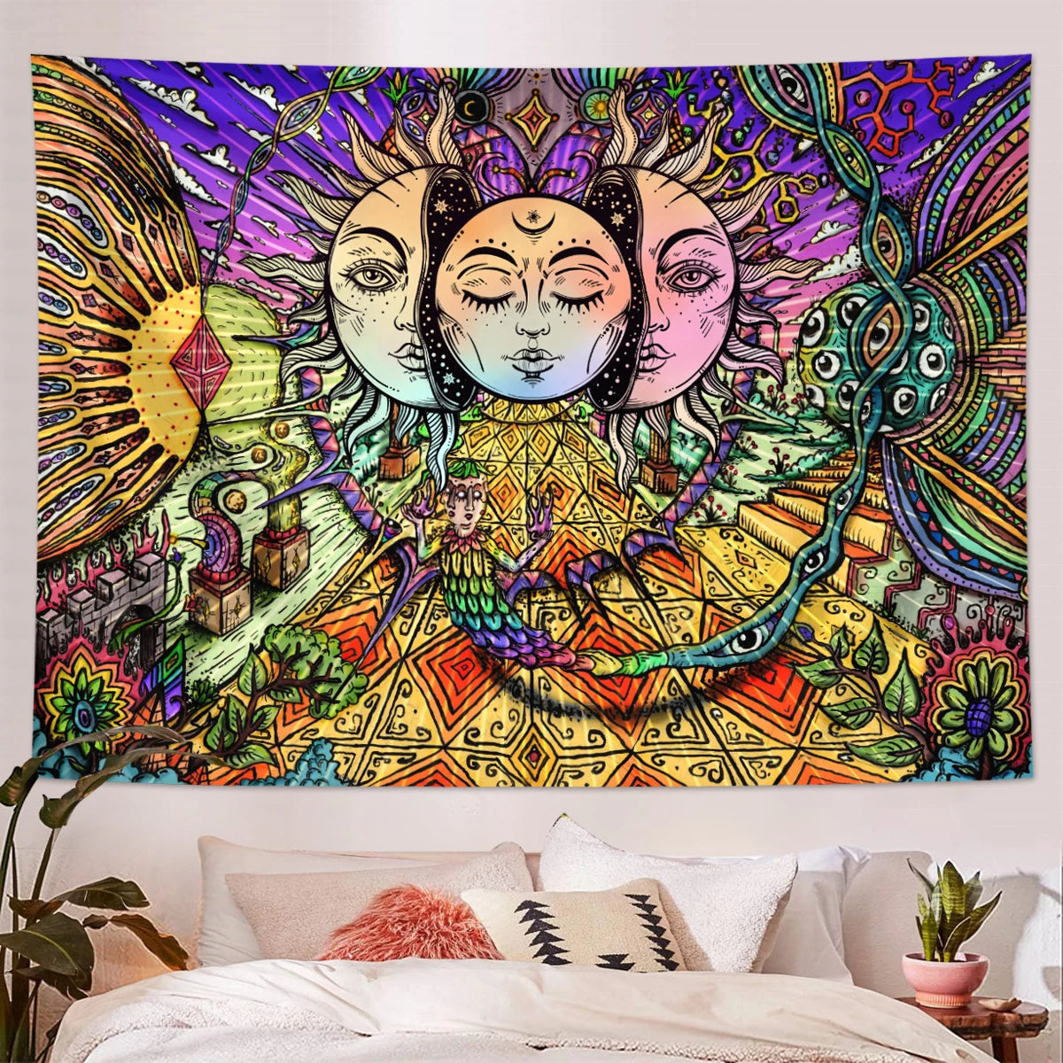 Expressive Sun Wall Tapestry