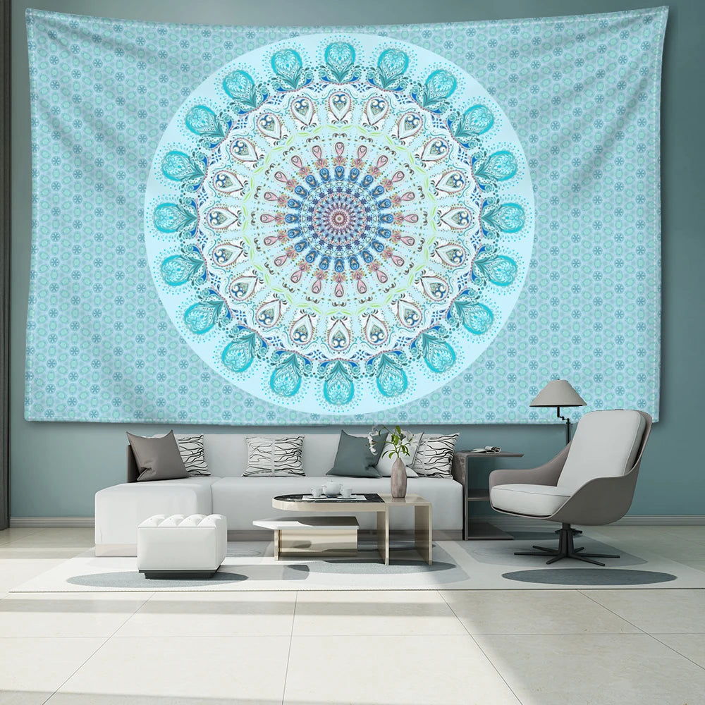 Blue Mandala Tapestry