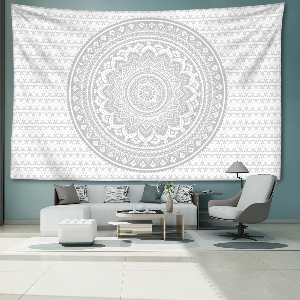 White Mandala Tapestry