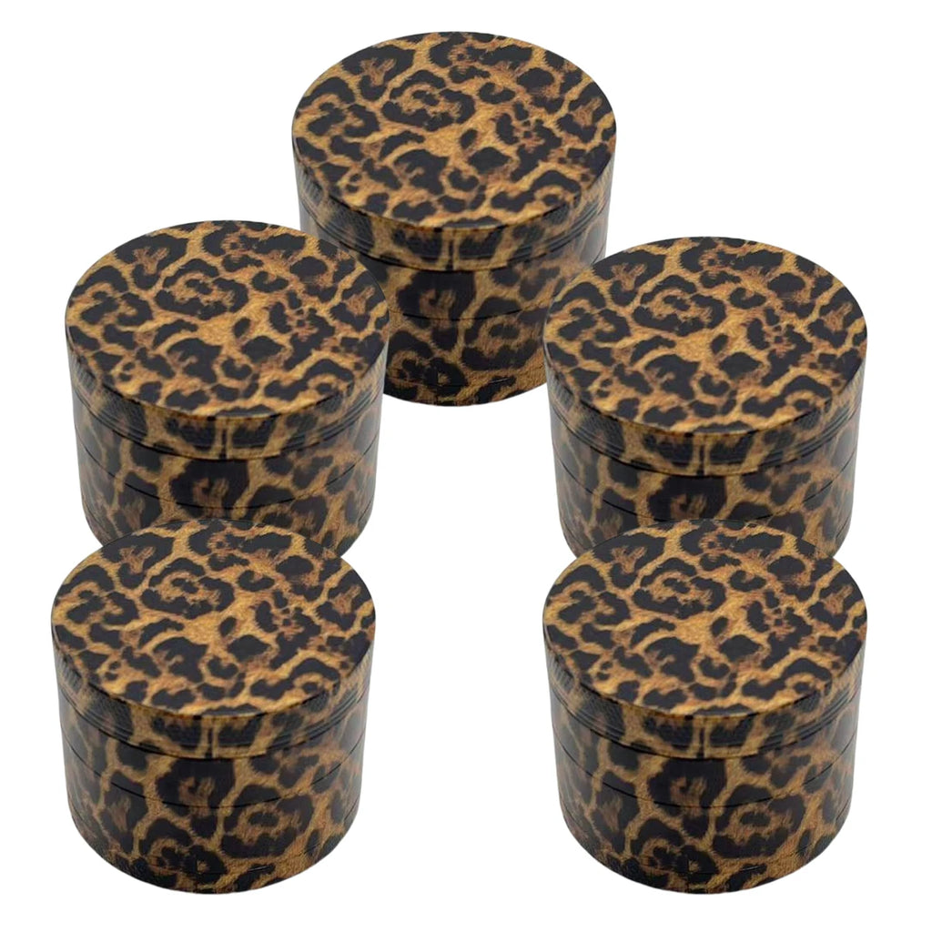40/50mm Metal Herb Grinder Leopard Print Pepper Mill Salt Spice Crusher Mortar Tobacco Grass Raw Grinder Smoking Accessories