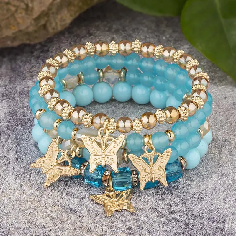 Aqua Butterfly Bracelet Set