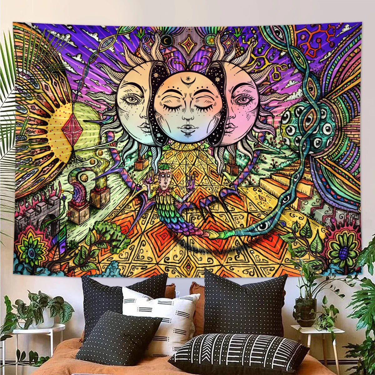 Expressive Sun Wall Tapestry
