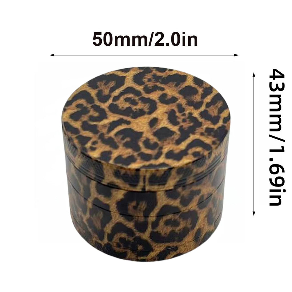 40/50mm Metal Herb Grinder Leopard Print Pepper Mill Salt Spice Crusher Mortar Tobacco Grass Raw Grinder Smoking Accessories