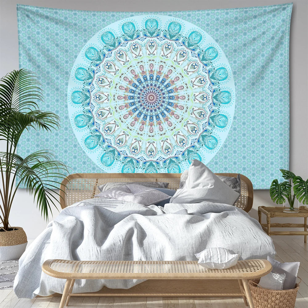 Blue Mandala Tapestry