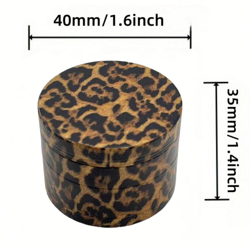 40/50mm Metal Herb Grinder Leopard Print Pepper Mill Salt Spice Crusher Mortar Tobacco Grass Raw Grinder Smoking Accessories