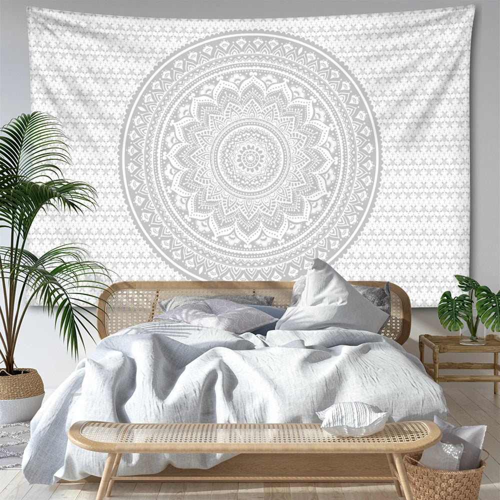 White Mandala Tapestry